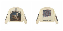 Godspeed "E Pluribus Unum" Black Monday Newspaper Skeleton Beige Long Sleeve Tee