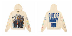 Vintage "Godspeed" Basketball Skeletons Oversized Beige Hoodie