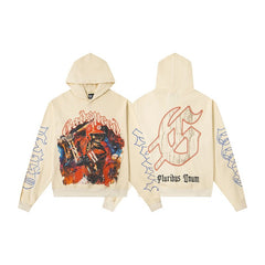 Vintage "Godspeed" Baseball Batter Skeleton Oversized Beige Hoodie