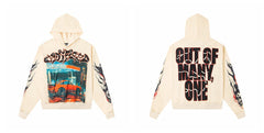 Vintage "Godspeed" Gas Station Car Oversized Beige Hoodie