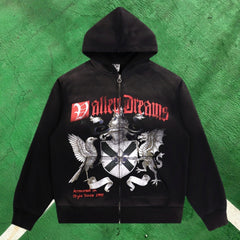 Vale Forever Graphic Full-Zip Hoodie (Black / Crest & Dragon Coat of Arms)