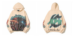 Vintage "Godspeed" Casino Dice Graphic Oversized Beige Hoodie