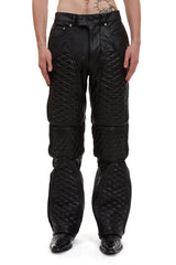 PLEATED MOTO DENIM
