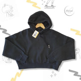 Stüssy Cropped Black Spellout Hoodie