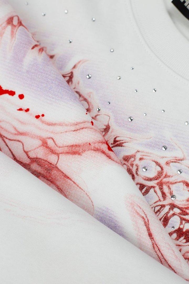 Hellstar Abstract Bleed Graphic T-Shirt (White / Red)