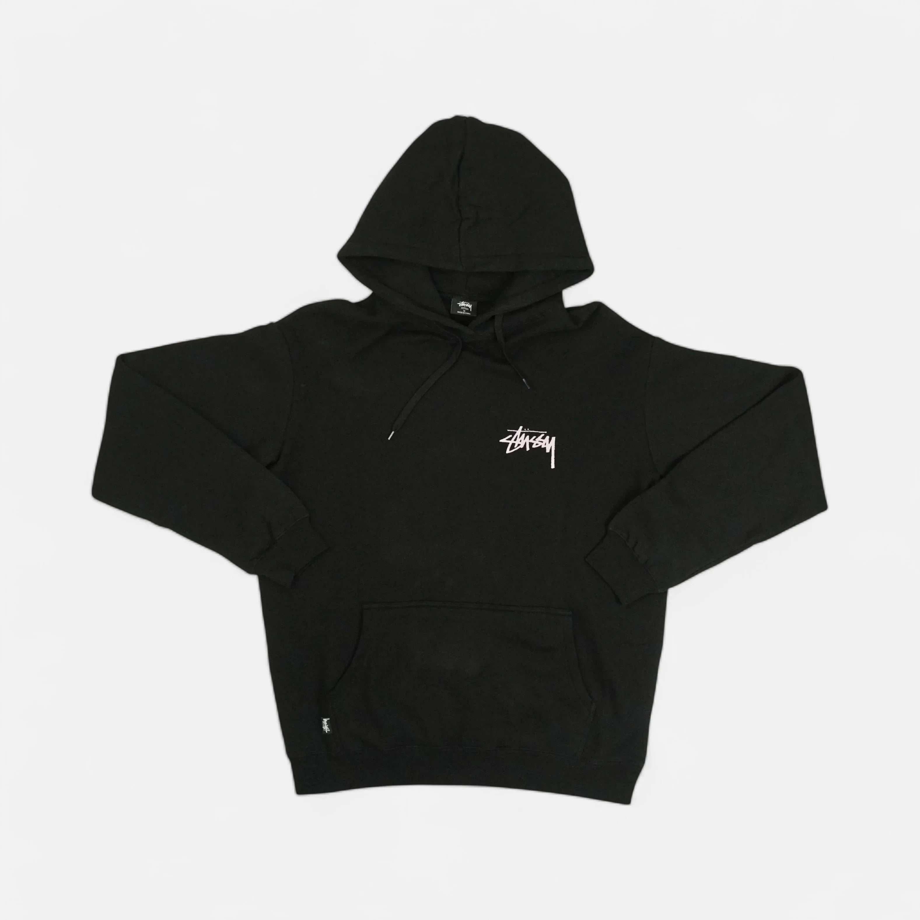 Stüssy Black Dice Hoodie with Purple Spellout