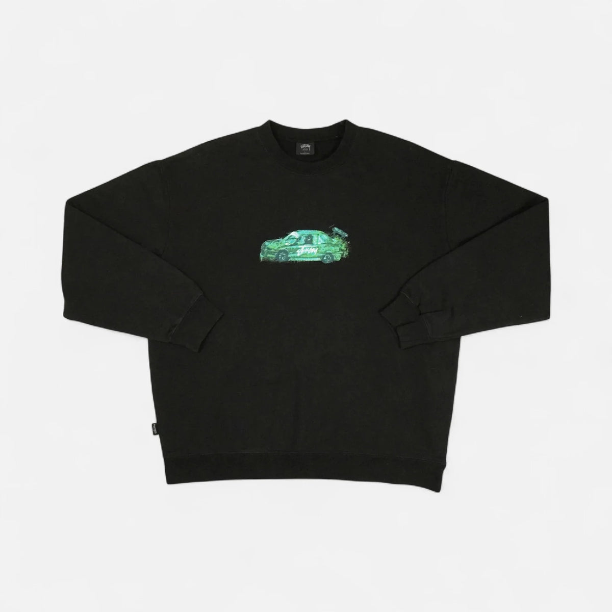 Stüssy Green Car Design Black Sweatshirt