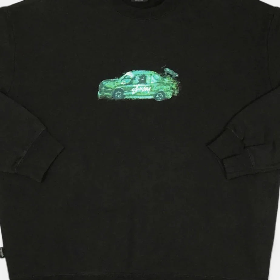 Stüssy Green Car Design Black Sweatshirt