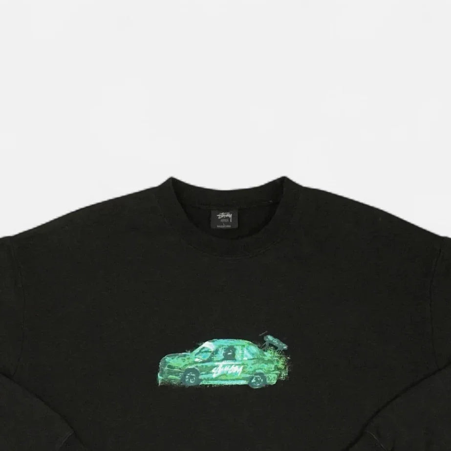 Stüssy Green Car Design Black Sweatshirt