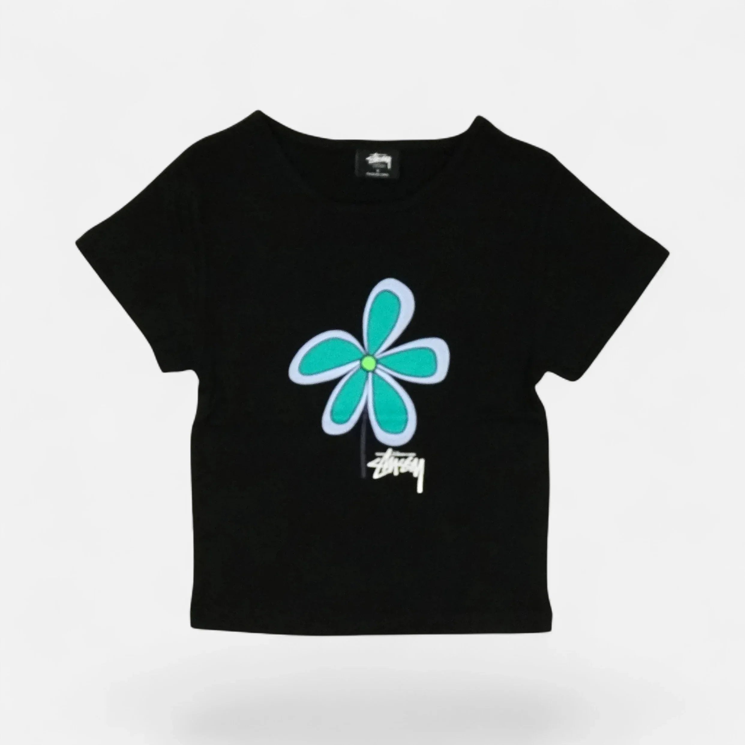Stüssy Womens Black Flower Print Baby T-shirt