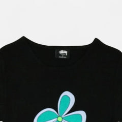 Stüssy Womens Black Flower Print Baby T-shirt