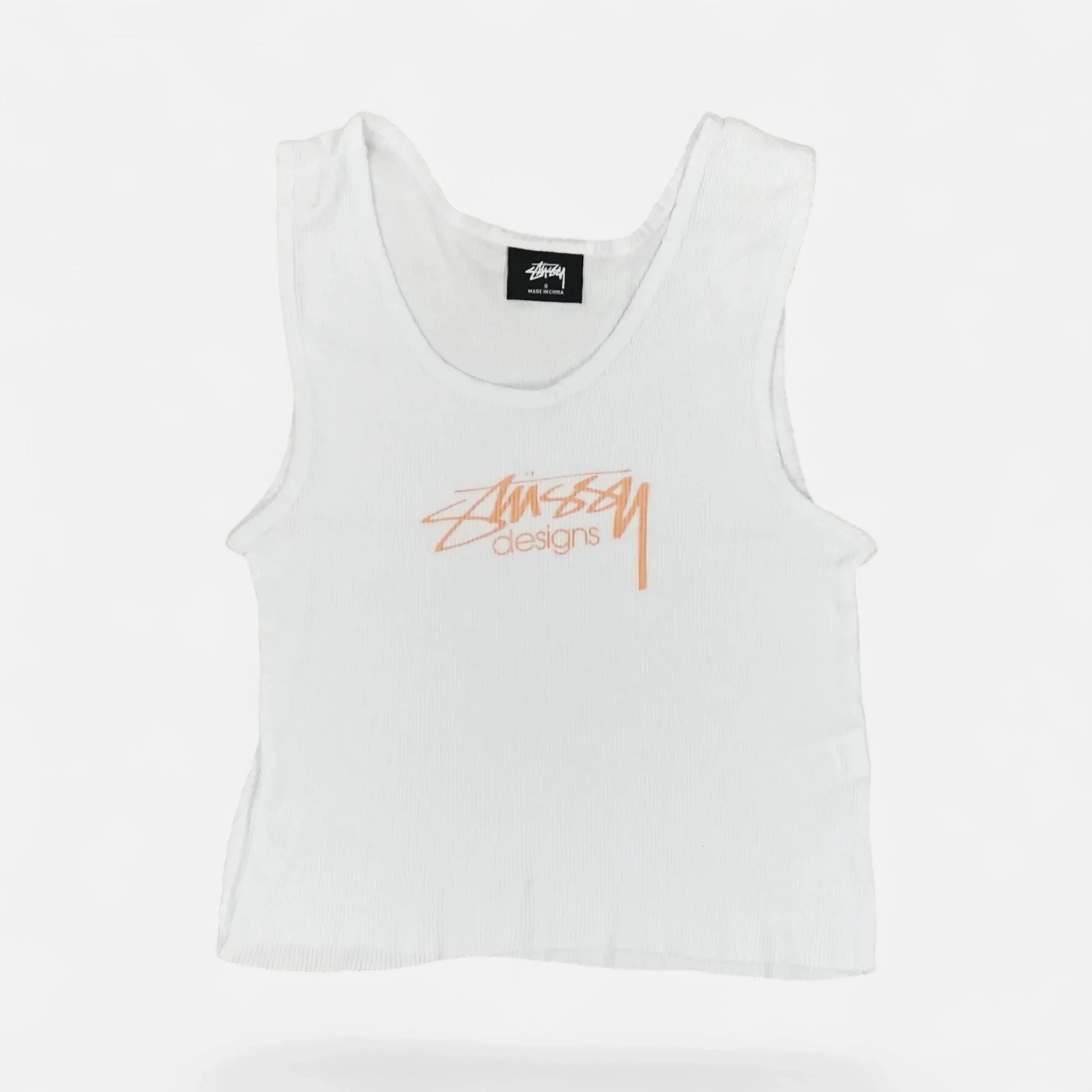 Stüssy Womens White Spellout vest (Uk8)