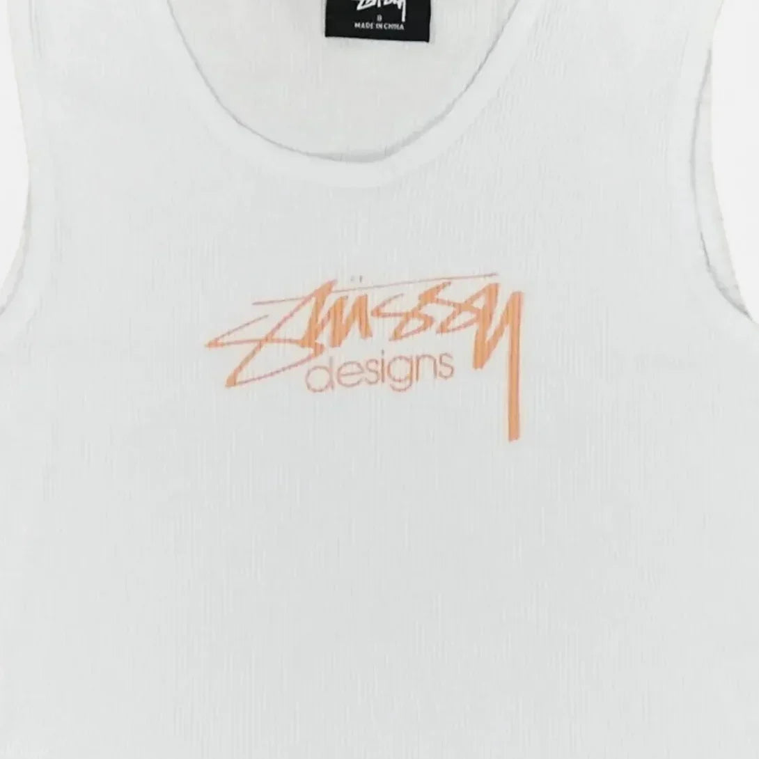 Stüssy Womens White Spellout vest (Uk8)