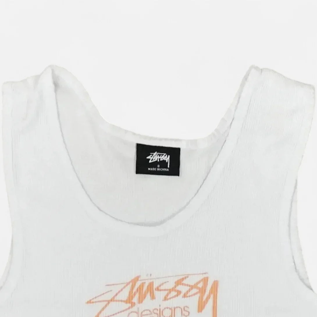 Stüssy Womens White Spellout vest (Uk8)