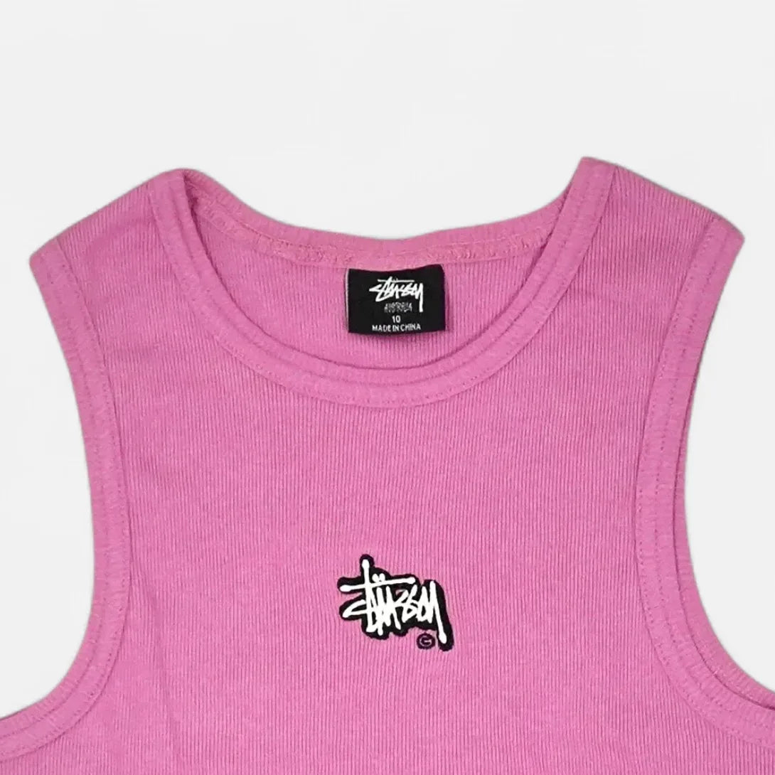 Stüssy Womens Pink Embroidered Spellout Vest (Uk10)