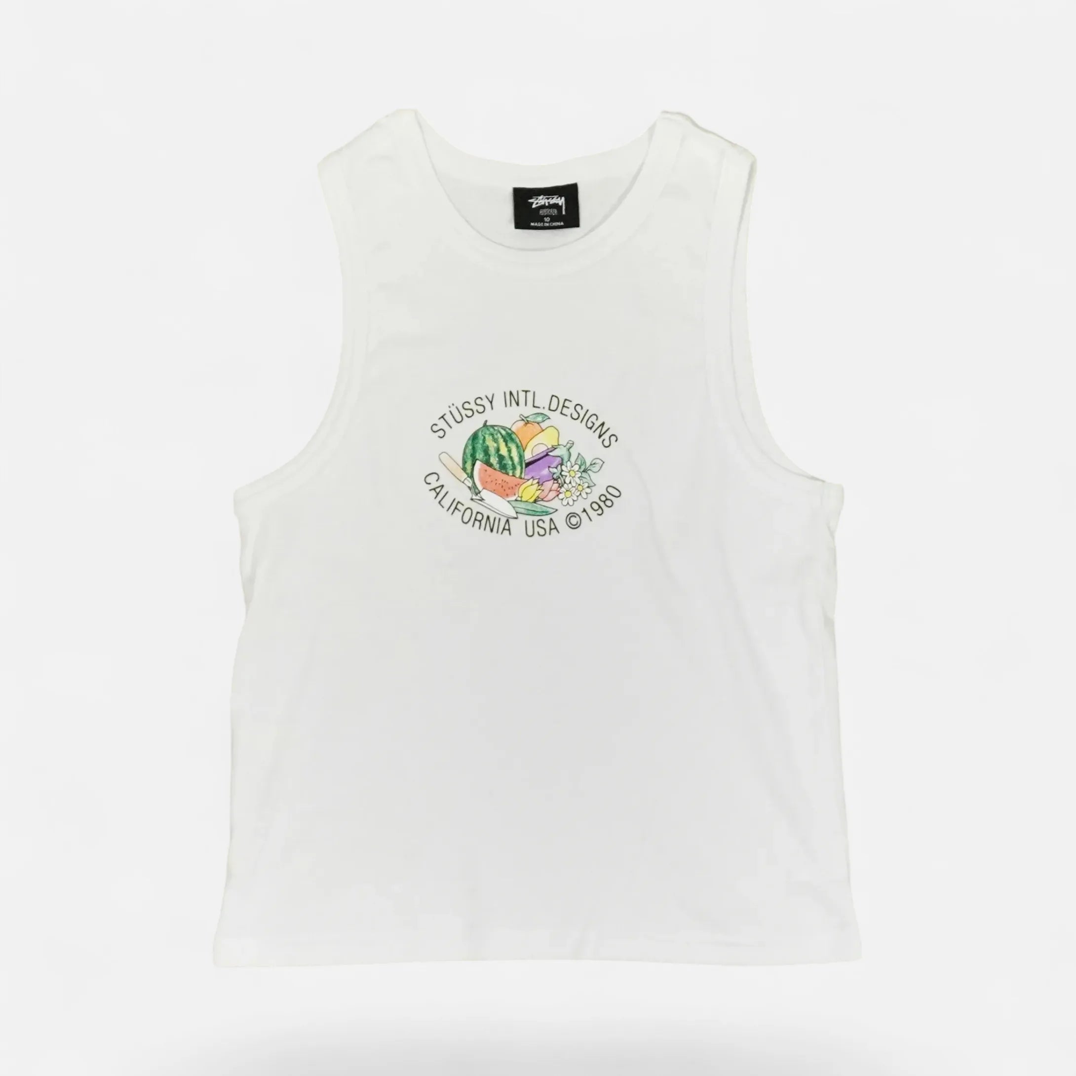 Stüssy Womens White Fruit Bowl Graphic Vest