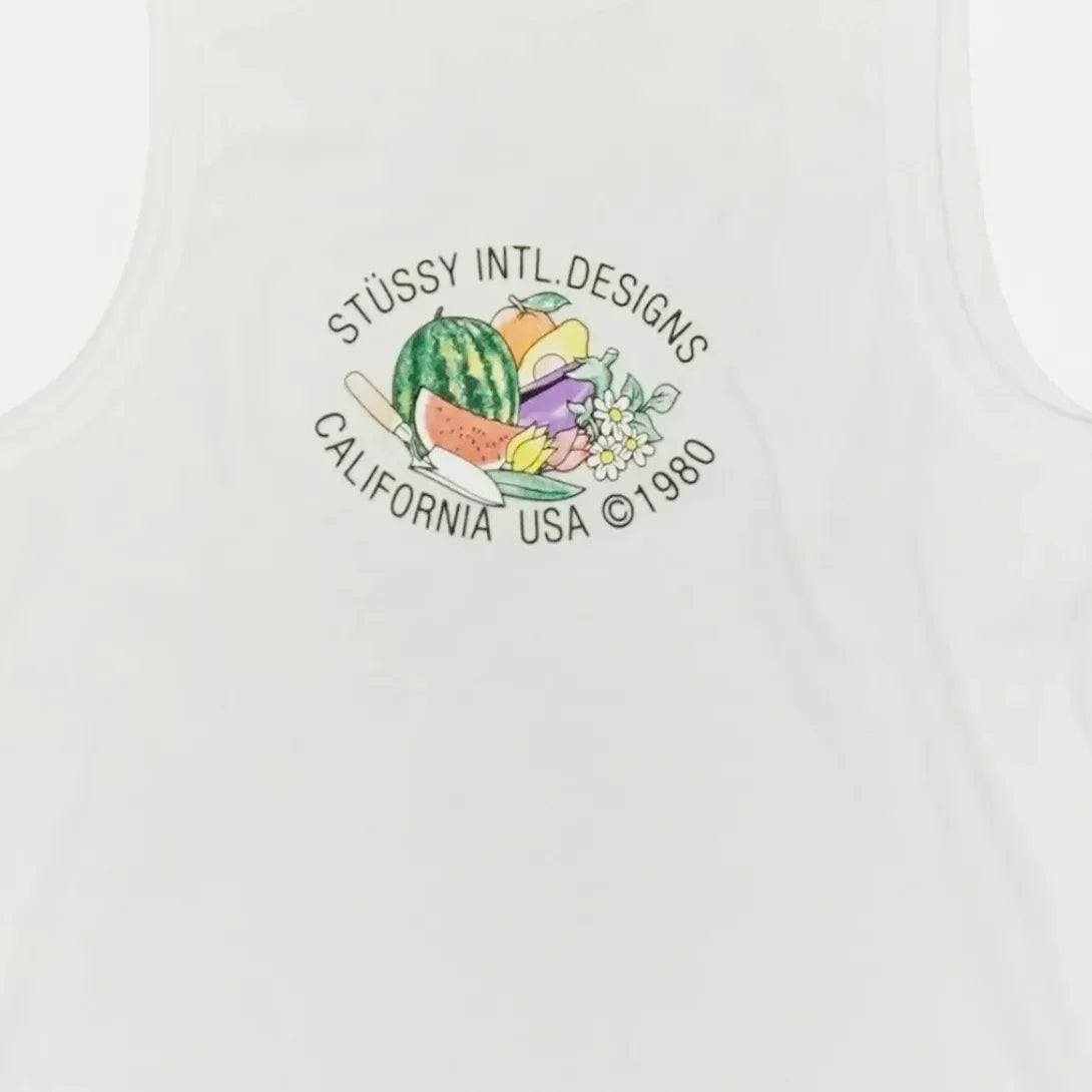 Stüssy Womens White Fruit Bowl Graphic Vest