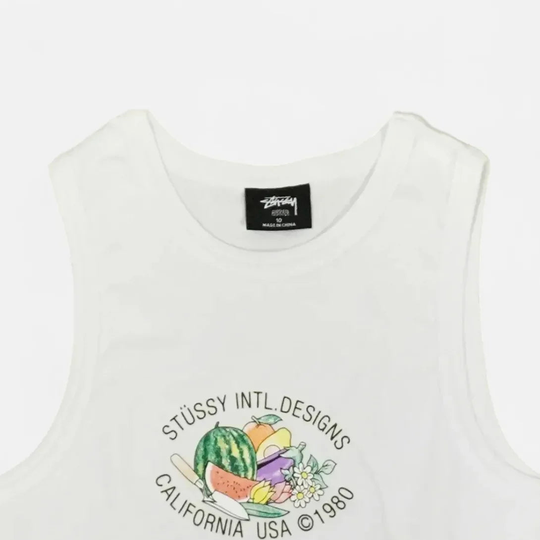 Stüssy Womens White Fruit Bowl Graphic Vest