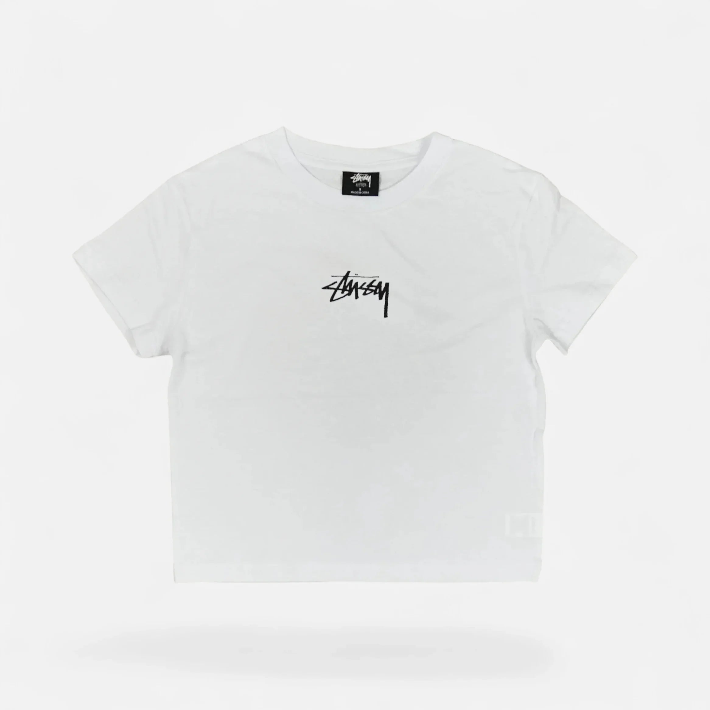 Stussy Womens White 8 Ball Graphic Baby T-shirt (Uk8)