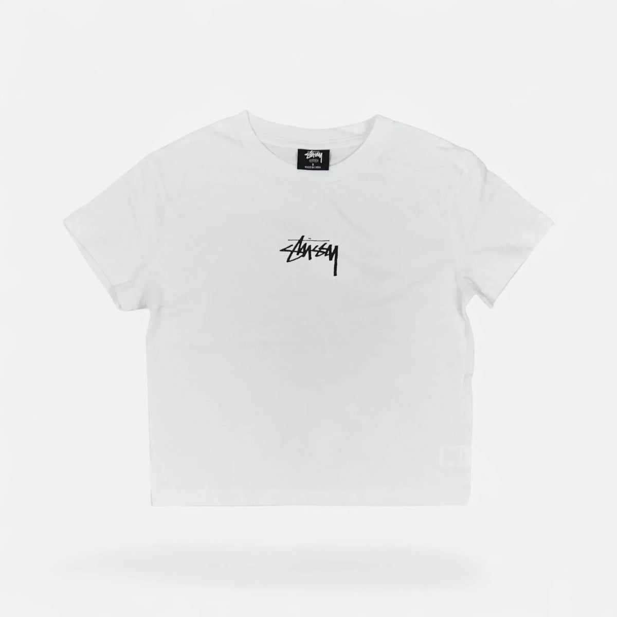 Stussy Womens White 8 Ball Graphic Baby T-shirt (Uk8)