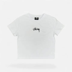 Stussy Womens White 8 Ball Graphic Baby T-shirt (Uk8)