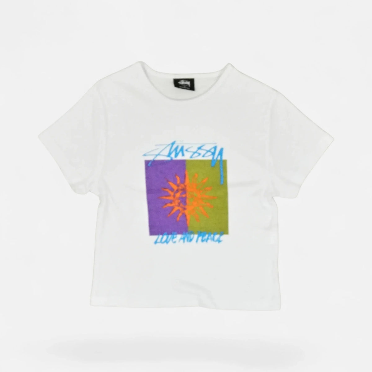 Stüssy Womens White "Love And Peace" Baby T-shirt