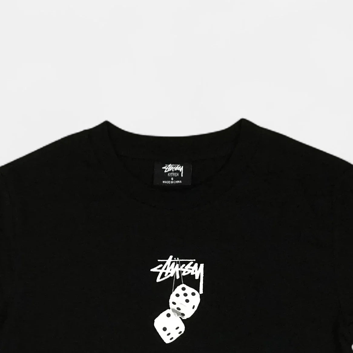 Stüssy Womens Black White Dice Graphic Baby T-shirt (Uk6)