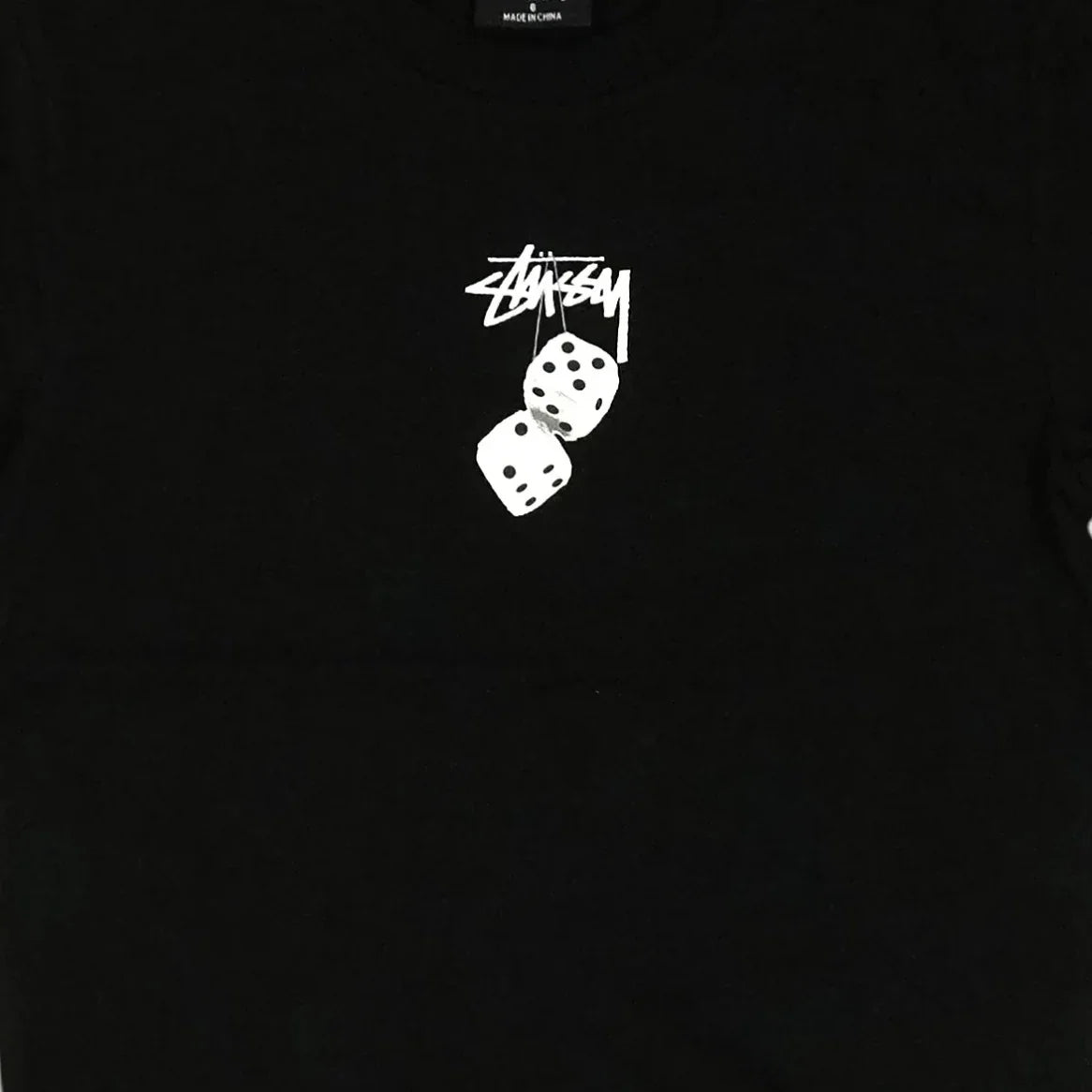 Stüssy Womens Black White Dice Graphic Baby T-shirt (Uk6)
