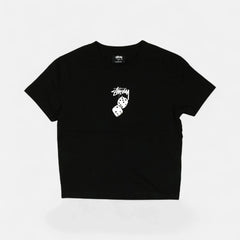 Stüssy Womens Black White Dice Graphic Baby T-shirt (Uk6)