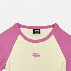 Stüssy Womens Pink and Cream Embroidered Baby T-shirt (Uk12)