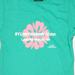 Stüssy Womens Green Pink Flower Graphic Baby T-shirt