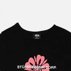 Stüssy Womens Black Pink Flower Graphic Baby T-shirt