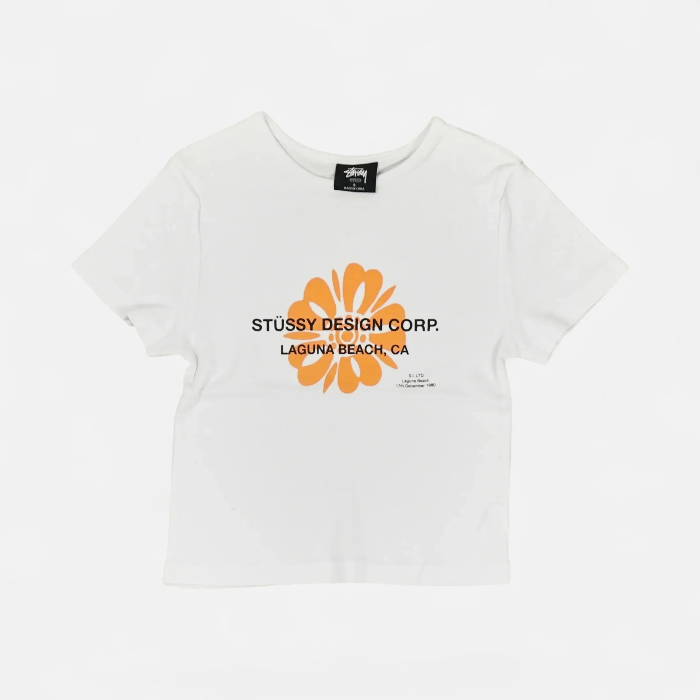 Stüssy Womens white Orange Flower Graphic Baby T-shirt