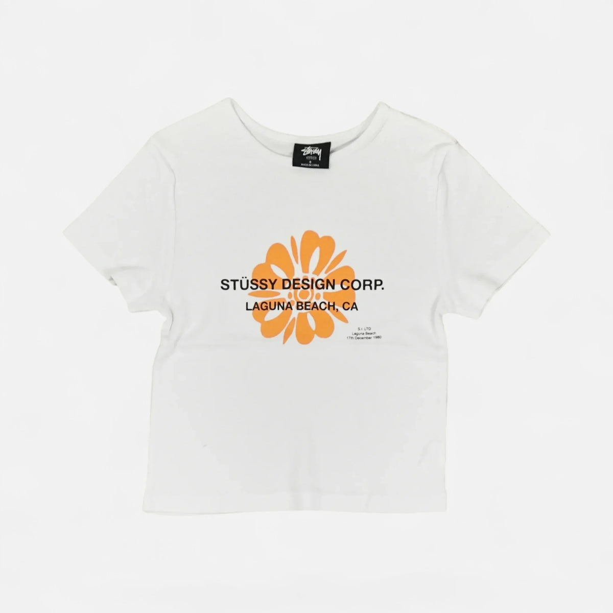 Stüssy Womens white Orange Flower Graphic Baby T-shirt