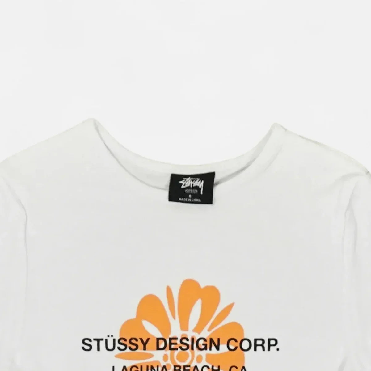 Stüssy Womens white Orange Flower Graphic Baby T-shirt