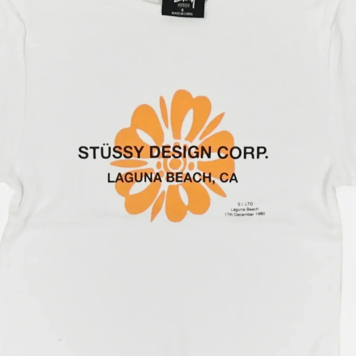 Stüssy Womens white Orange Flower Graphic Baby T-shirt