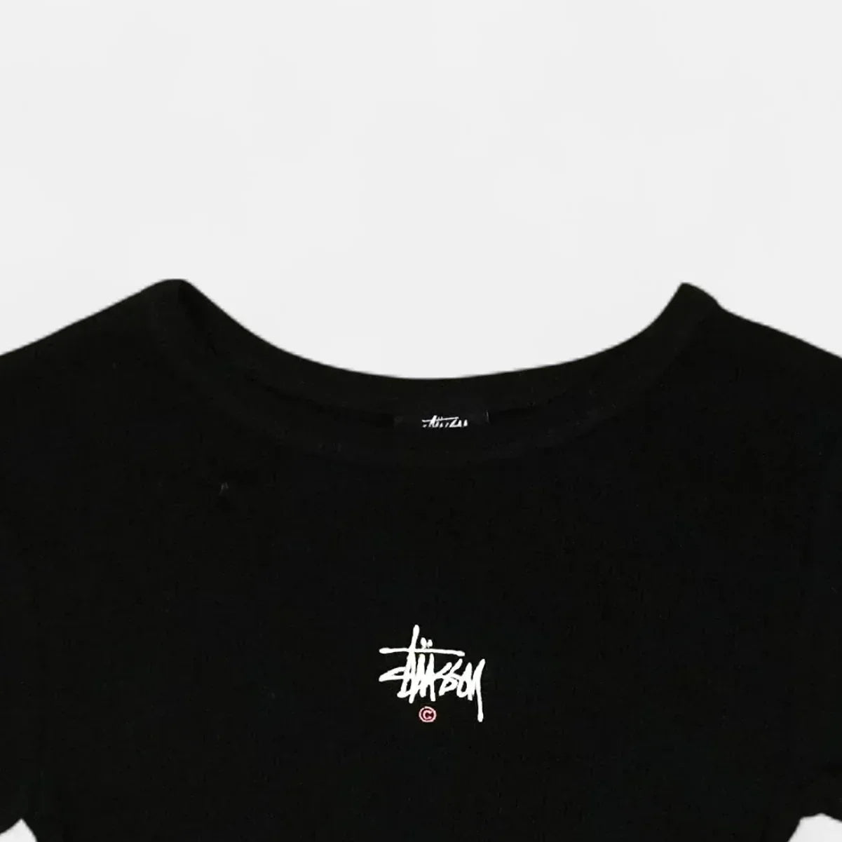 Stüssy Womens Black Embroidered Spellout Baby T-shirt