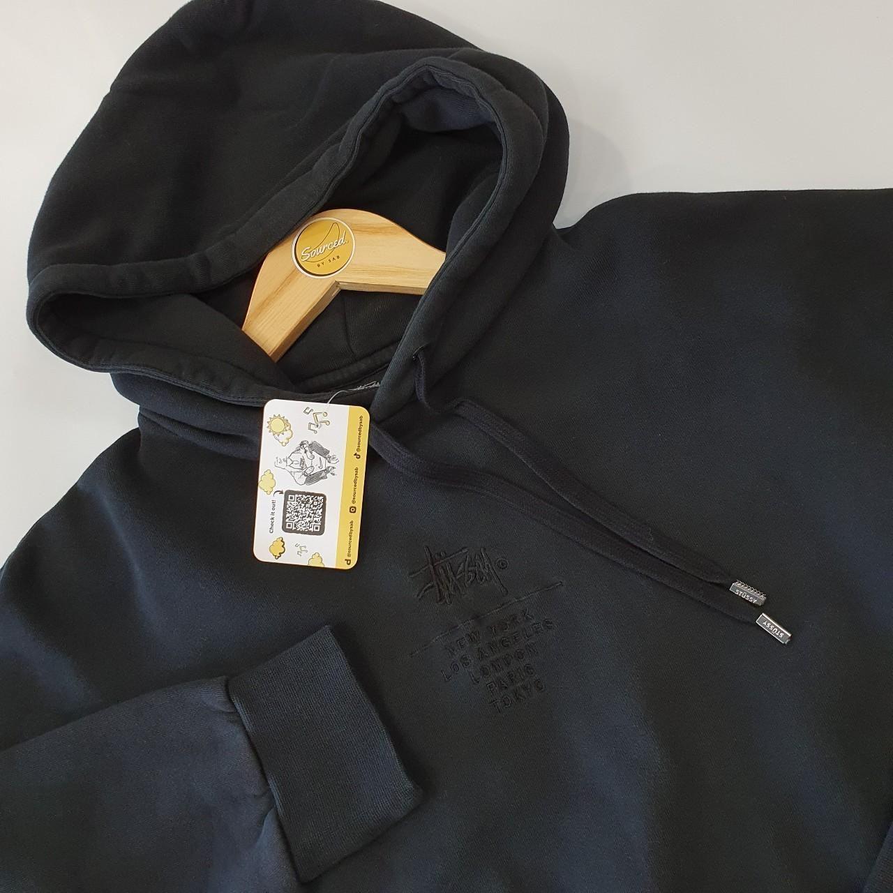 Stüssy Cropped Black Spellout Hoodie