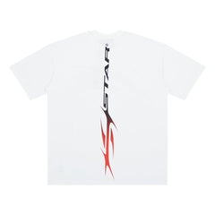 Hellstar Abstract Racing Curved Logo Graphic T-Shirt (White / Red)