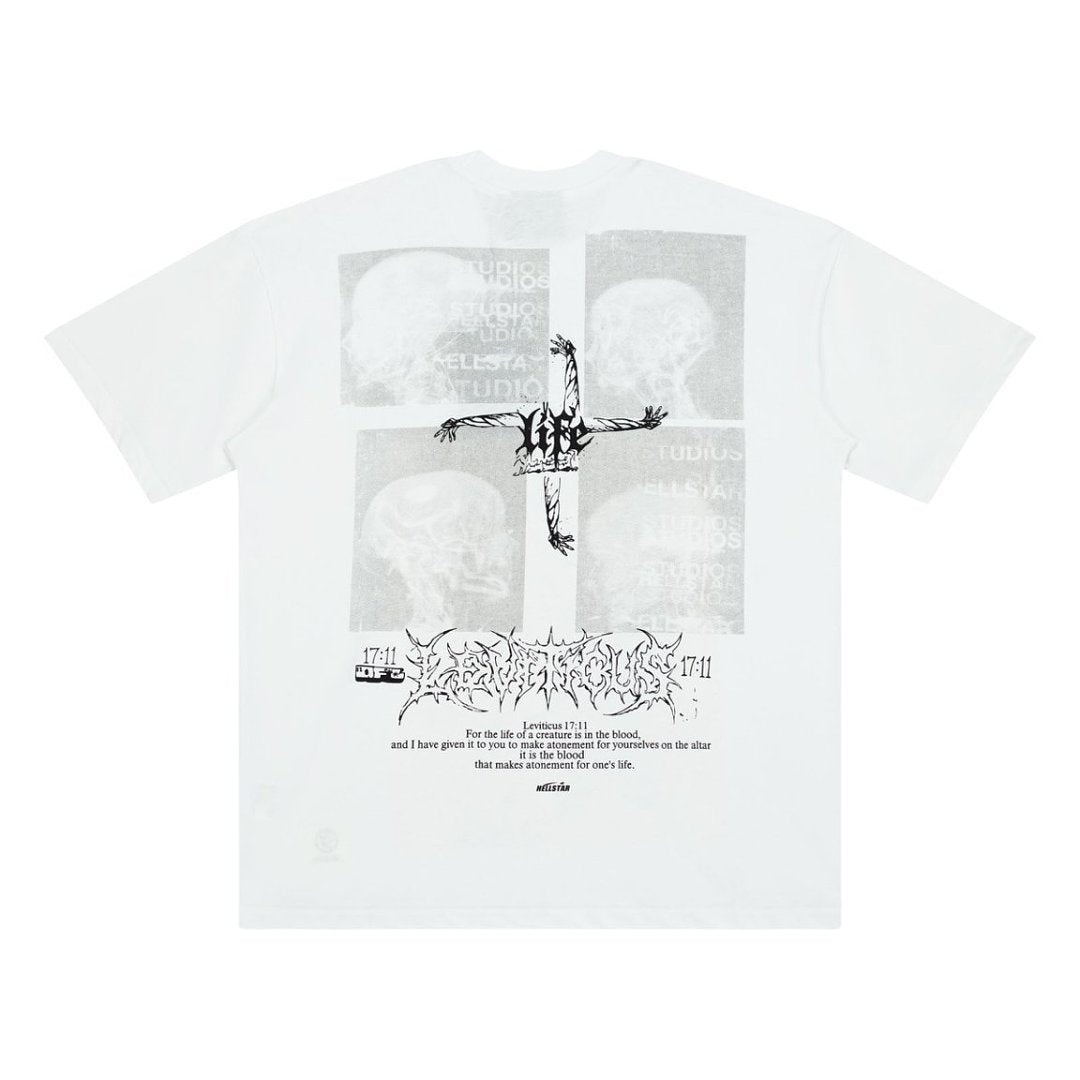 Hellstar Thermal Skull Graphic T-Shirt (White / Orange)