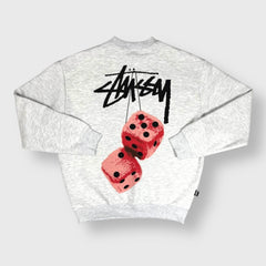 Stüssy Grey Red Dice Crewneck Sweatshirt