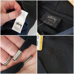 Stüssy Cropped Black Spellout Hoodie
