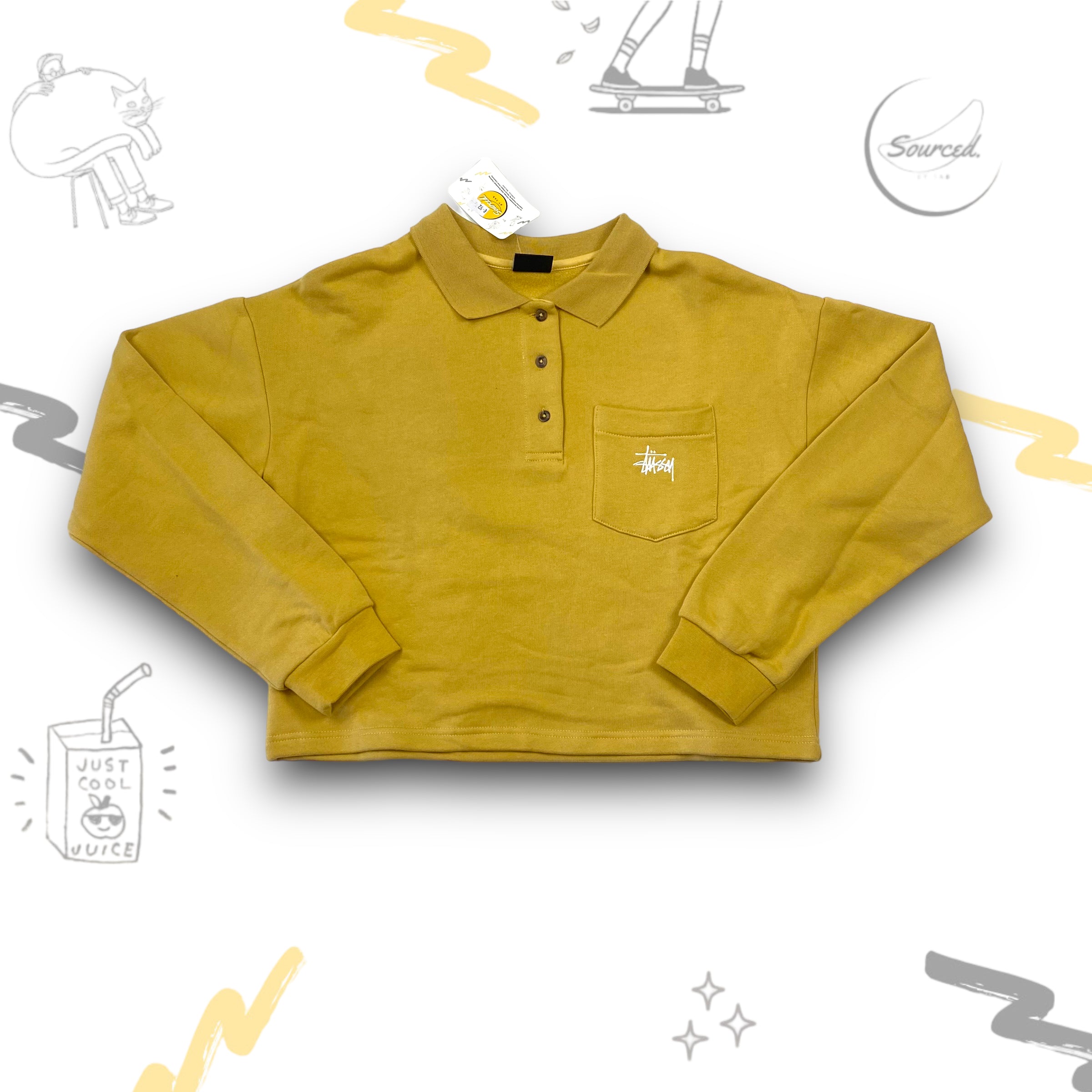 Yellow Stüssy Polo Sweatshirt(XS)