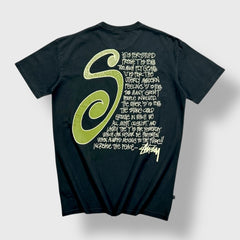Stüssy Khaki Green “S” script T-shirt Black
