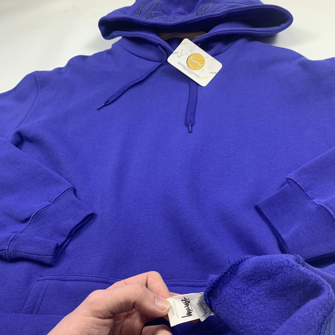 Stüssy Blue Hoodie Spell-out On Hood (XL)