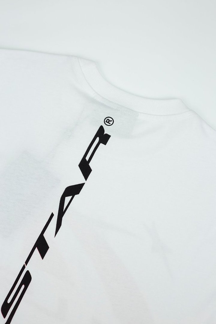 Hellstar Abstract Racing Curved Logo Graphic T-Shirt (White / Red)