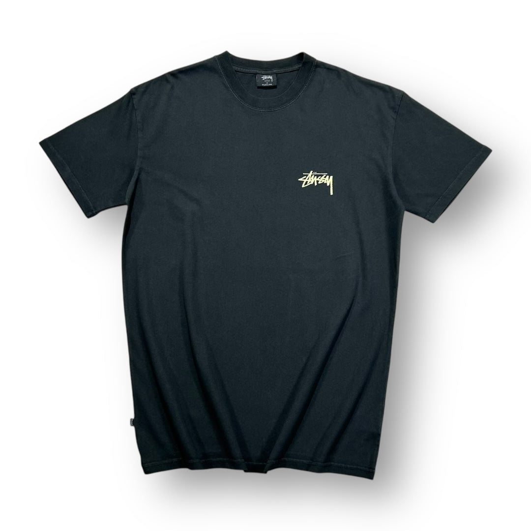 Stüssy Khaki Green “S” script T-shirt Black
