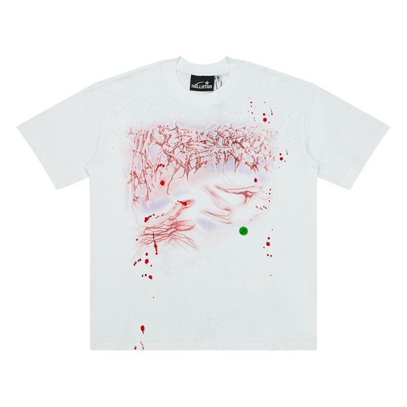 Hellstar Abstract Bleed Graphic T-Shirt (White / Red)
