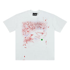 Hellstar Abstract Bleed Graphic T-Shirt (White / Red)