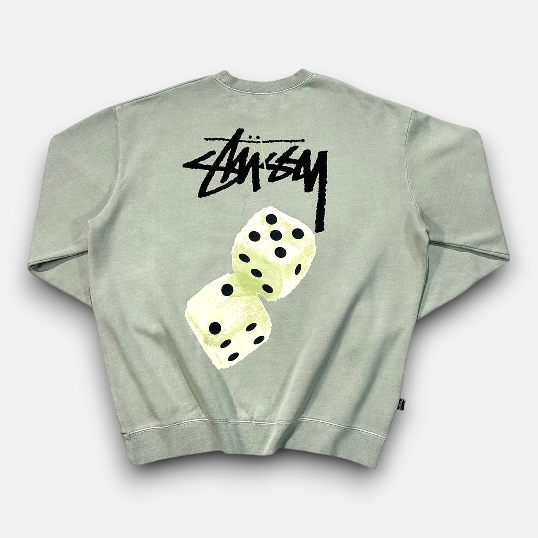 Stüssy Green Sweatshirt with Green Dice Graphic
